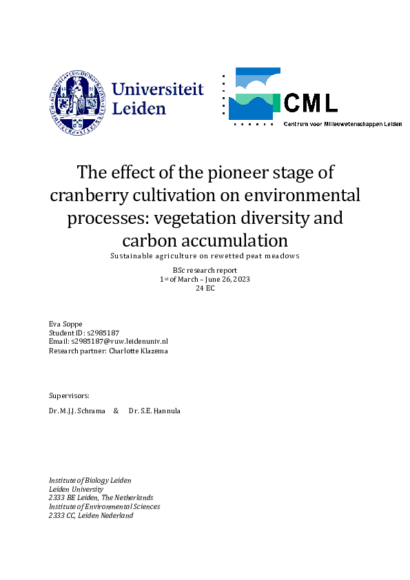 Biodiversity and carbon storage in cranberry fields
