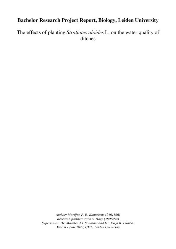 Improving water quality with aquatic plants