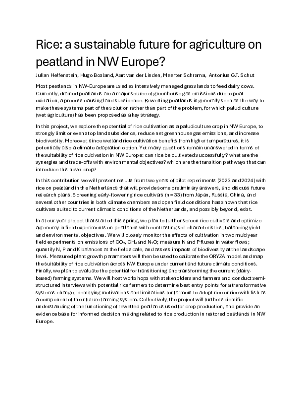 Rice cultivation in Northwest Europe