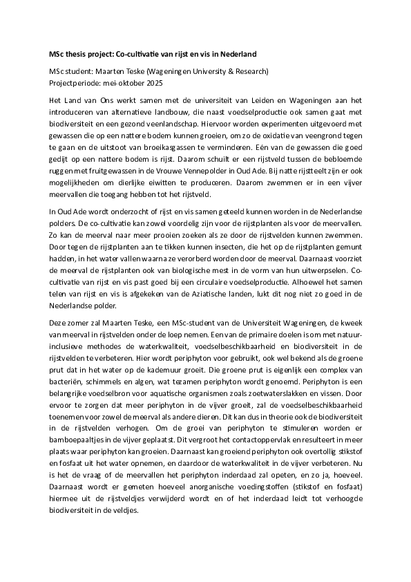 Multifunctional: rice and fish