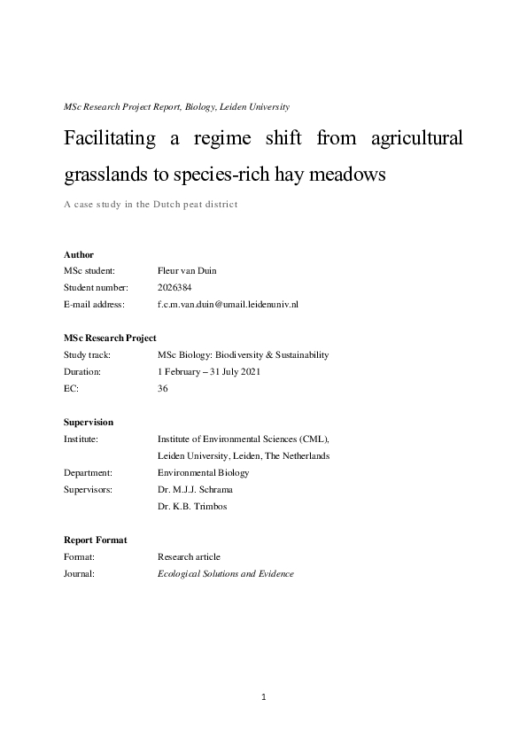 From species-poor to species-rich meadows